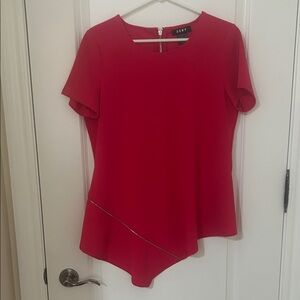 DKNY Vibrant Pink Asymmetrical Blouse